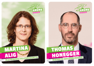 Foto: Thomas Honegger wieder in den Gemeinderat, Martina Alig als Präsidentin wieder in die Primarschulpflege